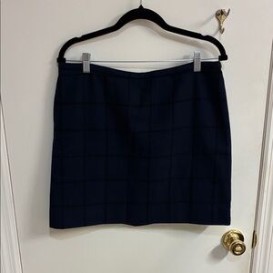 Madewell Navy Checkered Pencil Skirt Wool Blend Sz 12